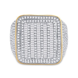 14kt Yellow Gold Men's Baguette Diamond Square Ring - Exquisite Brilliance - Splendid Jewellery