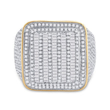 Load image into Gallery viewer, 14kt Yellow Gold Men&#39;s Baguette Diamond Square Ring - Exquisite Brilliance - Front View