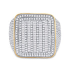 14kt Yellow Gold Men's Baguette Diamond Square Ring - Exquisite Brilliance - Front View