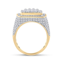 Load image into Gallery viewer, 14kt Yellow Gold Men&#39;s Baguette Diamond Square Ring - Exquisite Brilliance - Side View