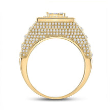 Load image into Gallery viewer, 14kt Yellow Gold Men&#39;s Baguette Diamond Square Statement Ring - 2-1/4 Cttw - Side View