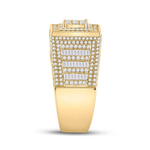 14kt Yellow Gold Men's Baguette Diamond Square Statement Ring - 2 - 1/4 Cttw | Splendid Jewellery - Splendid Jewellery