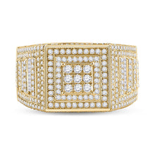 Load image into Gallery viewer, 14kt Yellow Gold Men&#39;s Baguette Diamond Square Statement Ring - 2-1/4 Cttw - Front View