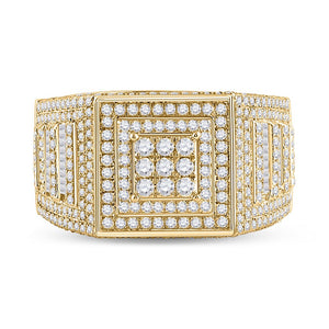 14kt Yellow Gold Men's Baguette Diamond Square Statement Ring - 2 - 1/4 Cttw | Splendid Jewellery - Splendid Jewellery