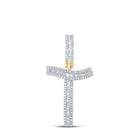 14kt Yellow Gold Men's Baguette Diamond T Initial Letter Charm Pendant - 5/8 Cttw - Splendid Jewellery