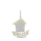 14kt Yellow Gold Men's Baguette Diamond Trap House Charm Pendant - 4 - 3/8 Cttw - Splendid Jewellery