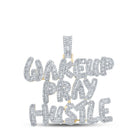 14kt Yellow Gold Men's Baguette Diamond Wake Up Pray Hustle Charm Pendant - 3 - 3/4 Cttw - Splendid Jewellery