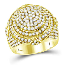 Load image into Gallery viewer, 14kt Yellow Gold Men's Concentric Circle Cluster Ring with 3 - 1/3 Ct.t.w. Round Diamonds - A Dazzling Statement of Masculine Elegance - Splendid Jewellery