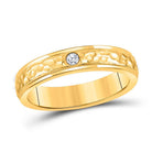 14kt Yellow Gold Men's Diamond Accent Hammered Wedding Band - Timeless Elegance and Craftsmanship - Splendid Jewellery
