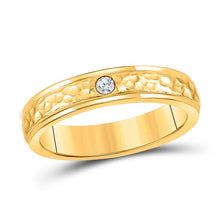Load image into Gallery viewer, 14kt Yellow Gold Men's Diamond Accent Hammered Wedding Band - Timeless Elegance and Craftsmanship - Splendid Jewellery