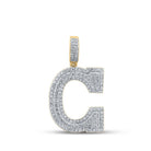14kt Yellow Gold Men's Diamond C Initial Letter Charm Pendant - 1 - 5/8 Cttw - Splendid Jewellery