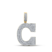 Load image into Gallery viewer, 14kt Yellow Gold Men's Diamond C Initial Letter Charm Pendant - 1 - 5/8 Cttw - Splendid Jewellery