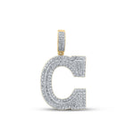 14kt Yellow Gold Men's Diamond C Initial Letter Charm Pendant - 1 - 5/8 Cttw - Splendid Jewellery