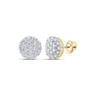 14kt Yellow Gold Men's Diamond Cluster Earrings - 1 - 5/8 Cttw | Exquisite Brilliance - Splendid Jewellery