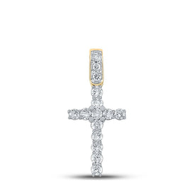 14kt Yellow Gold Men's Diamond Cross Charm Pendant - 3/4 Cttw - Splendid Jewellery - Splendid Jewellery