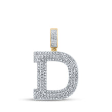 Load image into Gallery viewer, 14kt Yellow Gold Men's Diamond D Initial Letter Charm Pendant - 1 - 7/8 Cttw - Splendid Jewellery