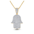 14kt Yellow Gold Men's Diamond Hamsa Hand Charm Pendant - 3/4 Cttw - Splendid Jewellery