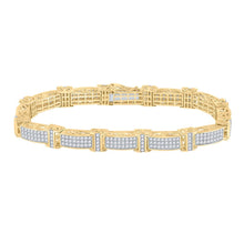 Load image into Gallery viewer, 14kt Yellow Gold Men's Diamond Rectangle Link Bracelet - 5 - 3/4 Cttw - Splendid Jewellery