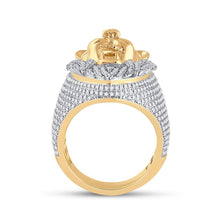Load image into Gallery viewer, 14kt Yellow Gold Mens Lion Face Animal Ring with Ruby and Diamond Accents - 1 - 3/4 Cttw - Splendid Jewellery