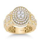 14kt Yellow Gold Men's Oval Diamond Ring - 2-3/4 Carat Total Weight - Top View