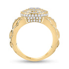 14kt Yellow Gold Men's Oval Diamond Ring - 2-3/4 Carat Total Weight - Second Side View