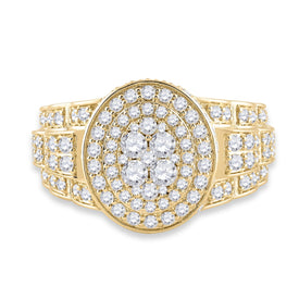 14kt Yellow Gold Men's Oval Diamond Ring - 2 - 3/4 Carat Total Weight - Splendid Jewellery