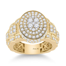 14kt Yellow Gold Men's Oval Diamond Ring - 2 - 3/4 Carat Total Weight - Splendid Jewellery