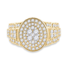 Load image into Gallery viewer, 14kt Yellow Gold Men&#39;s Oval Diamond Ring - 2-3/4 Carat Total Weight - Front View