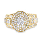 14kt Yellow Gold Men's Oval Diamond Ring - 2-3/4 Carat Total Weight - Front View