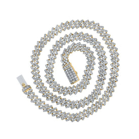 14kt Yellow Gold Men's Round Diamond 22 - inch Cuban Link Chain Necklace - A Dazzling Statement Piece - Splendid Jewellery