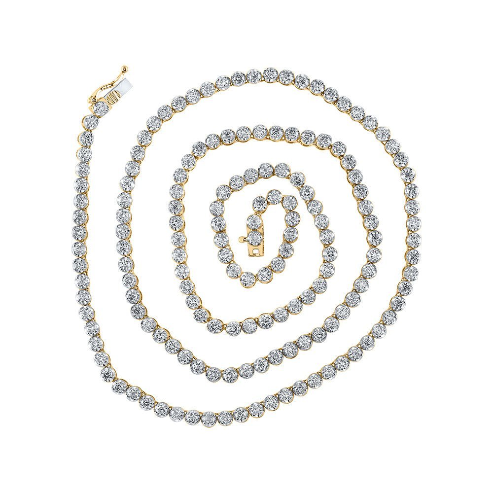 14kt Yellow Gold Men's Round Diamond 24 - inch Link Chain Necklace - 11 Cttw | Luxe Jewellery - Splendid Jewellery