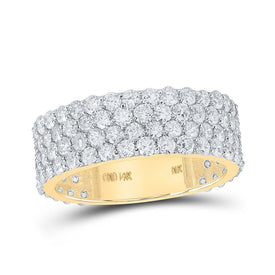 14kt Yellow Gold Men's Round Diamond 4 - Row Pave Band Ring - Exquisite Brilliance - Splendid Jewellery
