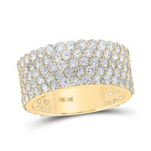 Load image into Gallery viewer, 14kt Yellow Gold Men's Round Diamond 5 - Row Pave Band Ring - A Dazzling Statement of Elegance - Splendid Jewellery
