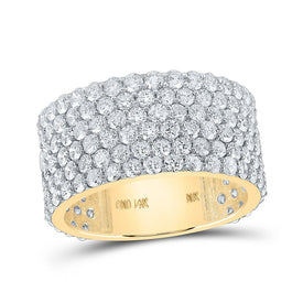 14kt Yellow Gold Men's Round Diamond 6 - Row Pave Band Ring - 6 - 1/2 Carat Total Weight - Splendid Jewellery