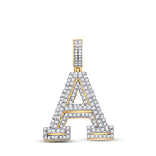Load image into Gallery viewer, 14kt Yellow Gold Men's Round Diamond A Initial Charm Pendant - Captivating Elegance - Splendid Jewellery