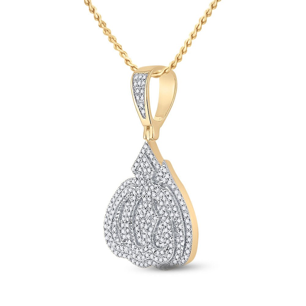 14kt Yellow Gold Mens Round Diamond Allah Islam Charm Pendant - Captivating Divine Brilliance - Splendid Jewellery