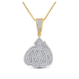 14kt Yellow Gold Mens Round Diamond Allah Islam Charm Pendant - Captivating Divine Brilliance - Splendid Jewellery