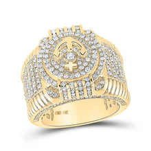 Load image into Gallery viewer, 14kt Yellow Gold Men&#39;s Round Diamond Anchor Fashion Ring - A Captivating Statement Piece - Top View