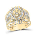 14kt Yellow Gold Men's Round Diamond Anchor Fashion Ring - A Captivating Statement Piece - Top View