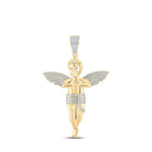 14kt Yellow Gold Men's Round Diamond Angel Charm Pendant - Captivating 4 - 1/4 Cttw Jewelry Piece - Splendid Jewellery
