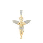 14kt Yellow Gold Men's Round Diamond Angel Charm Pendant - Captivating 4 - 1/4 Cttw Jewelry Piece - Splendid Jewellery