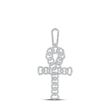 Load image into Gallery viewer, 14kt Yellow Gold Men's Round Diamond Ankh Charm Pendant - A Dazzling Symbol of Style and Elegance - Splendid Jewellery