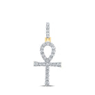 14kt Yellow Gold Men's Round Diamond Ankh Charm Pendant - A Symbol of Timeless Elegance - Splendid Jewellery