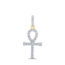 Load image into Gallery viewer, 14kt Yellow Gold Men's Round Diamond Ankh Charm Pendant - A Symbol of Timeless Elegance - Splendid Jewellery