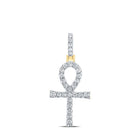 14kt Yellow Gold Men's Round Diamond Ankh Charm Pendant - A Symbol of Timeless Elegance - Splendid Jewellery