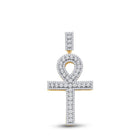 14kt Yellow Gold Men's Round Diamond Ankh Cross Charm Pendant - 1 Cttw | Splendid Jewellery - Splendid Jewellery
