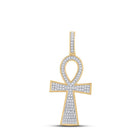 14kt Yellow Gold Men's Round Diamond Ankh Cross Charm Pendant - A Dazzling Symbol of Style and Spirituality - Splendid Jewellery