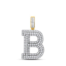 Load image into Gallery viewer, 14kt Yellow Gold Men's Round Diamond B Initial Letter Charm Pendant - 2 Cttw | Splendid Jewellery - Splendid Jewellery