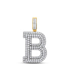14kt Yellow Gold Men's Round Diamond B Initial Letter Charm Pendant - 2 Cttw | Splendid Jewellery - Splendid Jewellery