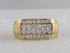 14kt Yellow Gold Men's Round Diamond Band Ring - 1-1/2 Cttw - Front View